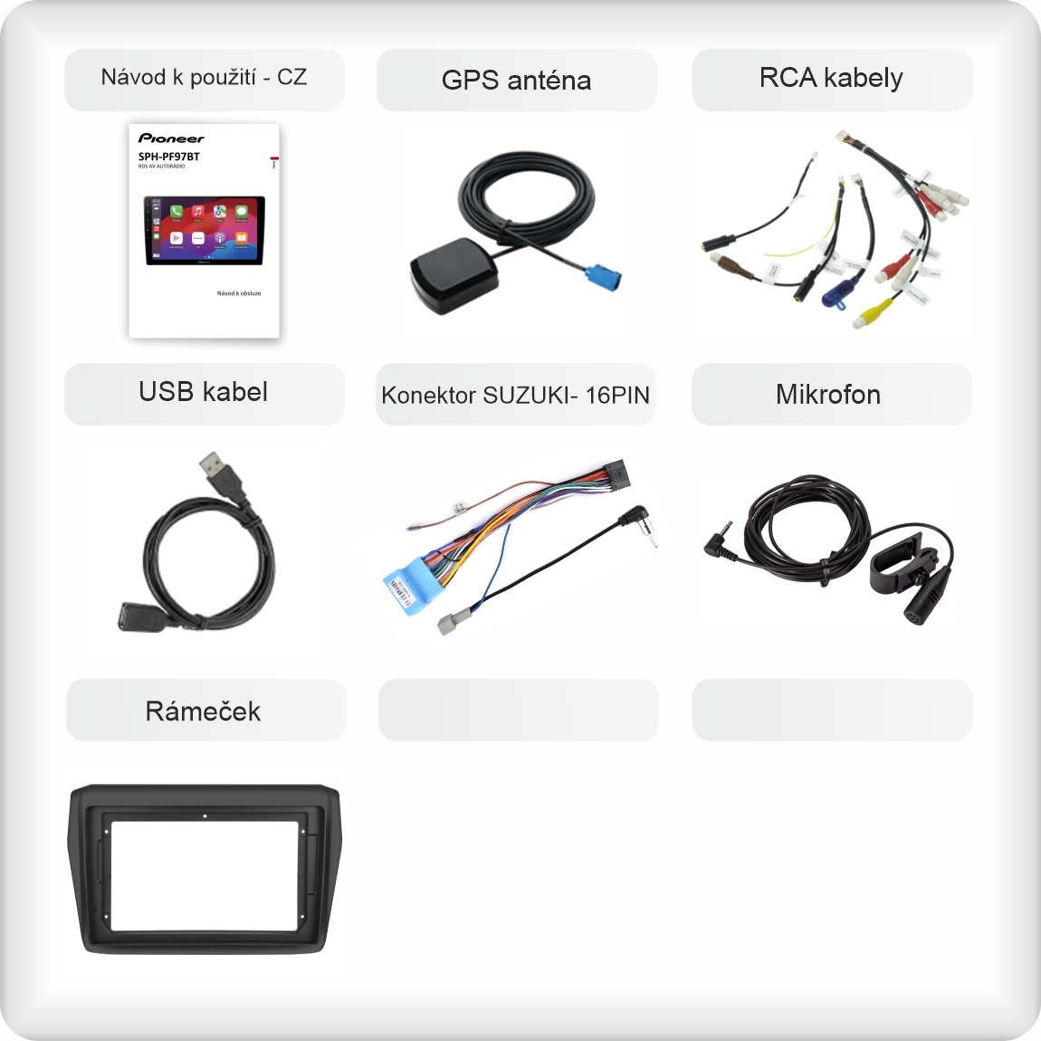 CZ příslušenství pro autorádio Pioneer SPH - PF97BT pro Suzuki Swift 3 carplay a android auto evtech_cz